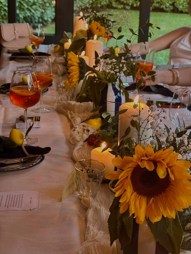 Tafeldecoratie italiaans/geel/blauw/citroenen/ 21diner, Huis en Inrichting, Woonaccessoires | Overige, Zo goed als nieuw, Ophalen