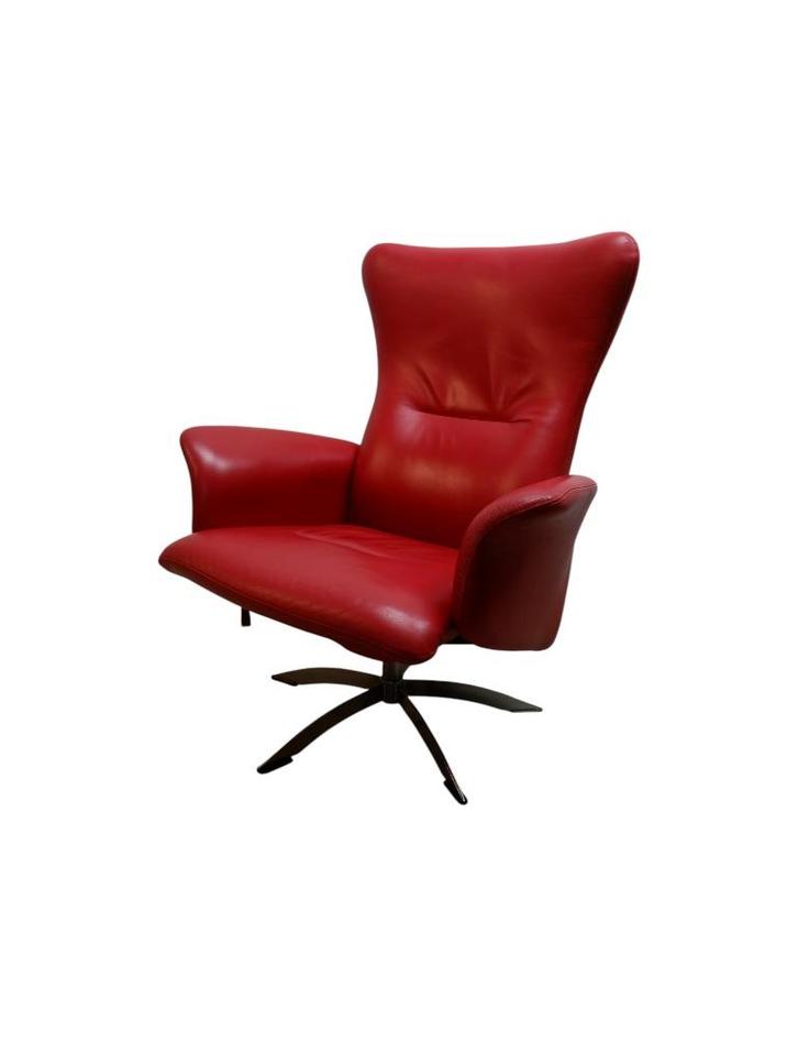 Deens leren relax fauteuil, Hjort Knudsen, Huis en Inrichting, Fauteuils, Gebruikt, Leer, Metaal, 75 tot 100 cm, Minder dan 75 cm