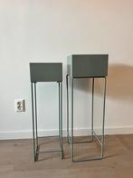 Metalen Plantenbakken Set - Groen, Tuin en Terras, Bloembakken en Plantenbakken, Gebruikt, Minder dan 60 cm, Vierkant, Ophalen of Verzenden