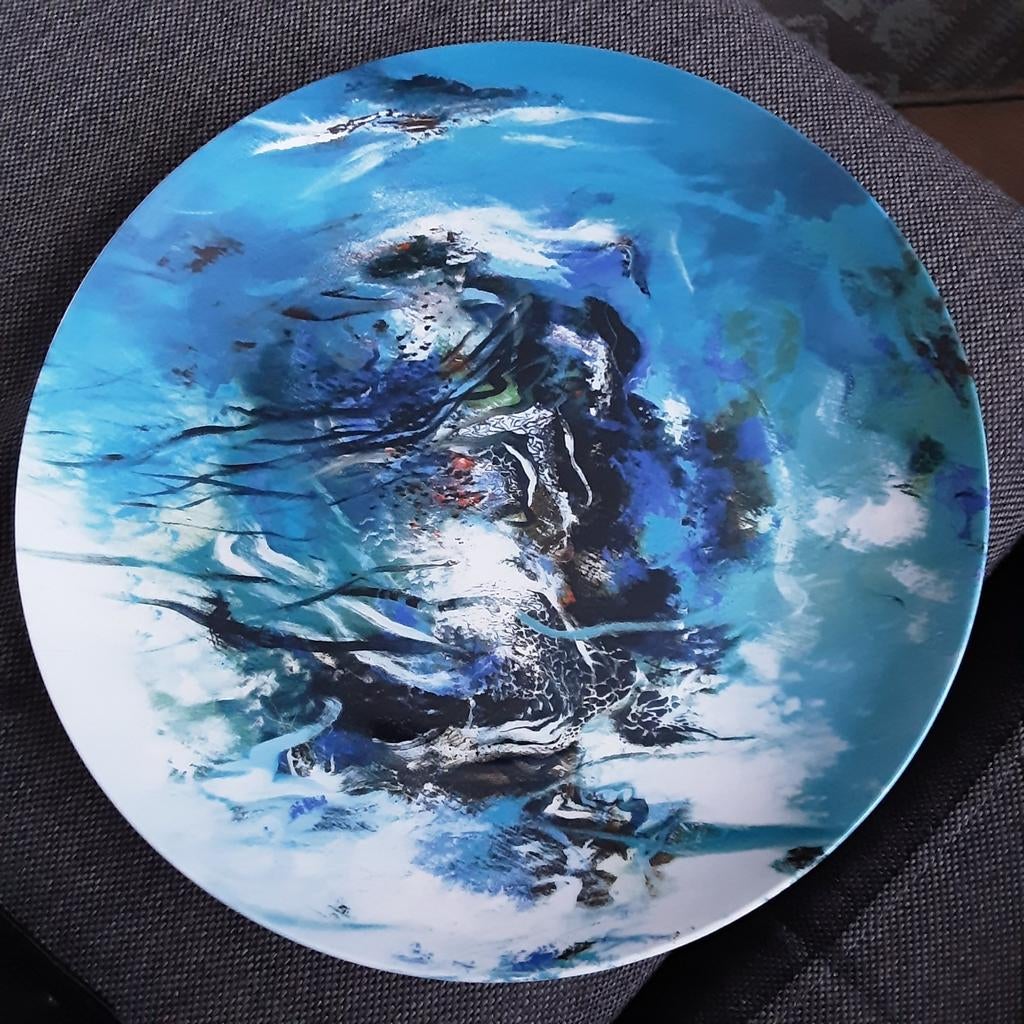 Decoratieve blauwe bord, Antiek en Kunst, Antiek | Wandborden en Tegels, Ophalen