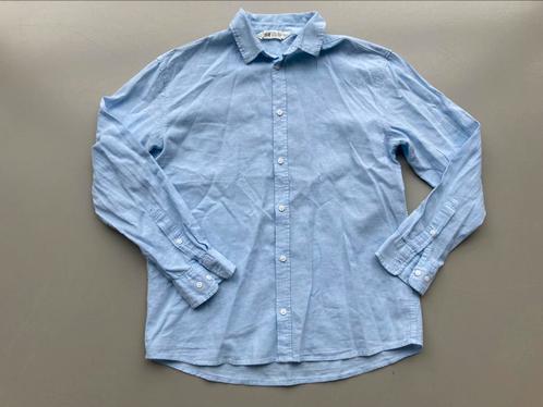 H&M - lichtblauw linnen overhemd blouse - maat 158, Kinderen en Baby's, Kinderkleding | Maat 158, Gebruikt, Jongen of Meisje, Shirt of Longsleeve