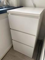 MALM 2 Witte nachtkastjes met elk 3 lades, Ophalen, Gebruikt, Minder dan 45 cm, 70 cm of meer