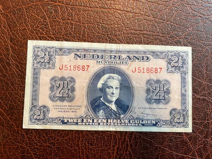 2,5 gulden 1945, Postzegels en Munten, Bankbiljetten | Nederland, Los biljet, 2½ gulden, Ophalen of Verzenden