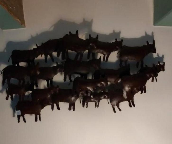 Metalen Koeien Kunstwerk - Nederlandse Kunstenaar, Huis en Inrichting, Woonaccessoires | Wanddecoraties, Ophalen