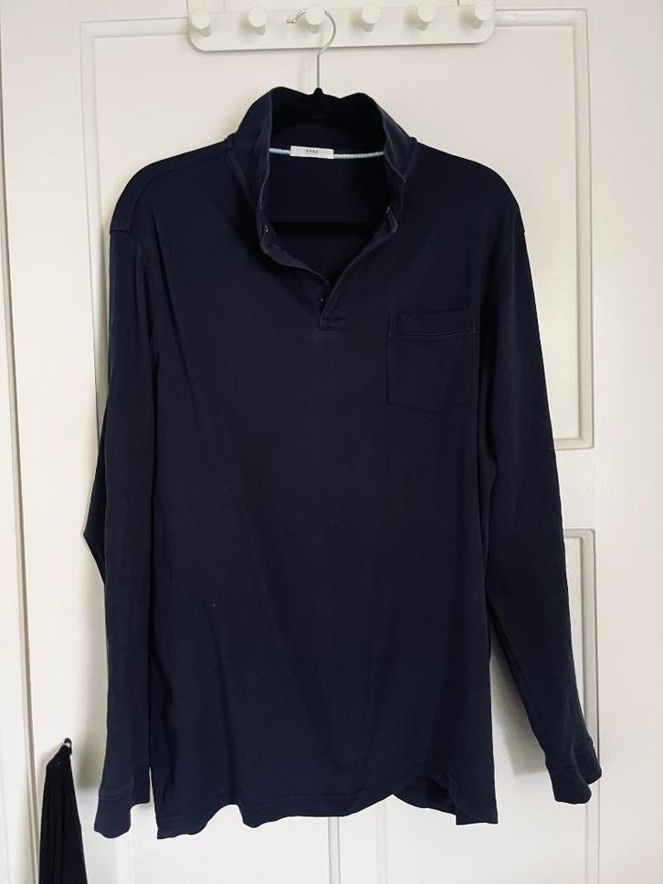Brax Heren Polo met lange mouw donker blauw XL, Kleding | Heren, Truien en Vesten, Zo goed als nieuw, Maat 56/58 (XL), Blauw, Verzenden