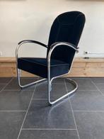 2 Gispen AA fauteuils, chroom, nieuwe zwarte ribstof, Huis en Inrichting, Design, 75 tot 100 cm, Zo goed als nieuw, Stof