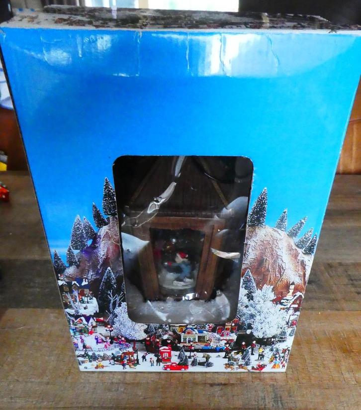 Vintage lantaarn draaiende kerst tafereel + licht + muziek, Diversen, Kerst, Gebruikt, Ophalen of Verzenden