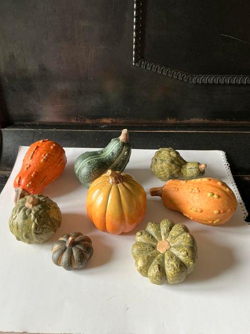 Stenen aardewerk pompoen, kalebas, 8 stuks herfst decoratie., Huis en Inrichting, Woonaccessoires | Overige, Ophalen of Verzenden
