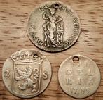 Lotje promvinale munten met gaatje Utrecht en Gelderland, Postzegels en Munten, Munten | Nederland, Vóór koninkrijk, Setje, Zilver