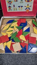 Vintage OKWA tangram mozaiek doos, houten stukken. 5A12, Tweedehands verkoop, Tweedehands verkoop, Gebruikt, Ophalen of Verzenden