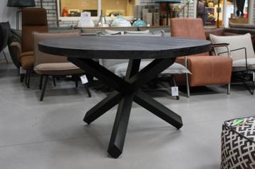 Zwarte ronde eettafel metaal & mangohout Ø130 tafel  beschikbaar voor biedingen