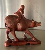 Houtsnijwerk, Sotje op een os, China., Antiek en Kunst, Ophalen of Verzenden