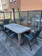 Tuinset teak hout en metalen stoelen, Ophalen, Gebruikt, Metaal, Inklapbaar