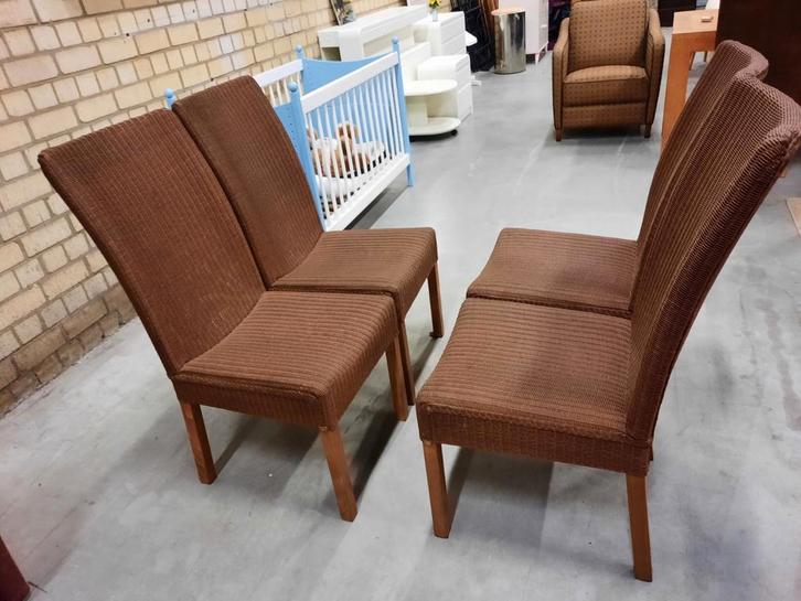 4 Loom eetkamerstoelen, Huis en Inrichting, Complete eetkamers, Gebruikt, 4 tot 6 stoelen, Ophalen