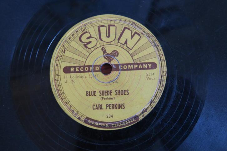 Carl Perkins Blue suede shoes 78 toeren jukebox 78rpm USA, Cd's en Dvd's, Vinyl | Rock, Gebruikt, Rock-'n-Roll, 10 inch, Ophalen of Verzenden