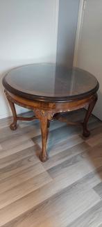Mooie bijzettafel of salontafel mt glasplaat ø80cm,60cm hoog, Ophalen