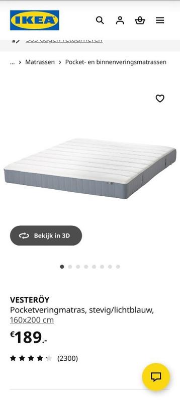 Nieuwstaat matras Vesteroy Ikea 160x200 cm beschikbaar voor biedingen