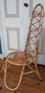 Vintage rotan design stoel met hoge rug, Rohé Noorderwolde, Huis en Inrichting, Stoelen, Bruin, Riet of Rotan, Ophalen of Verzenden