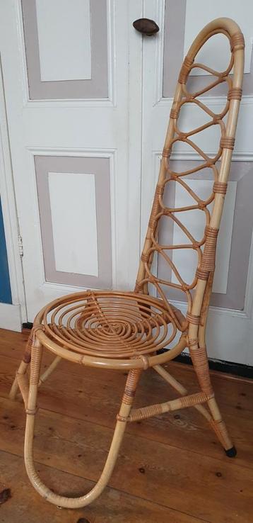 Vintage rotan design stoel met hoge rug, Rohé Noorderwolde  beschikbaar voor biedingen