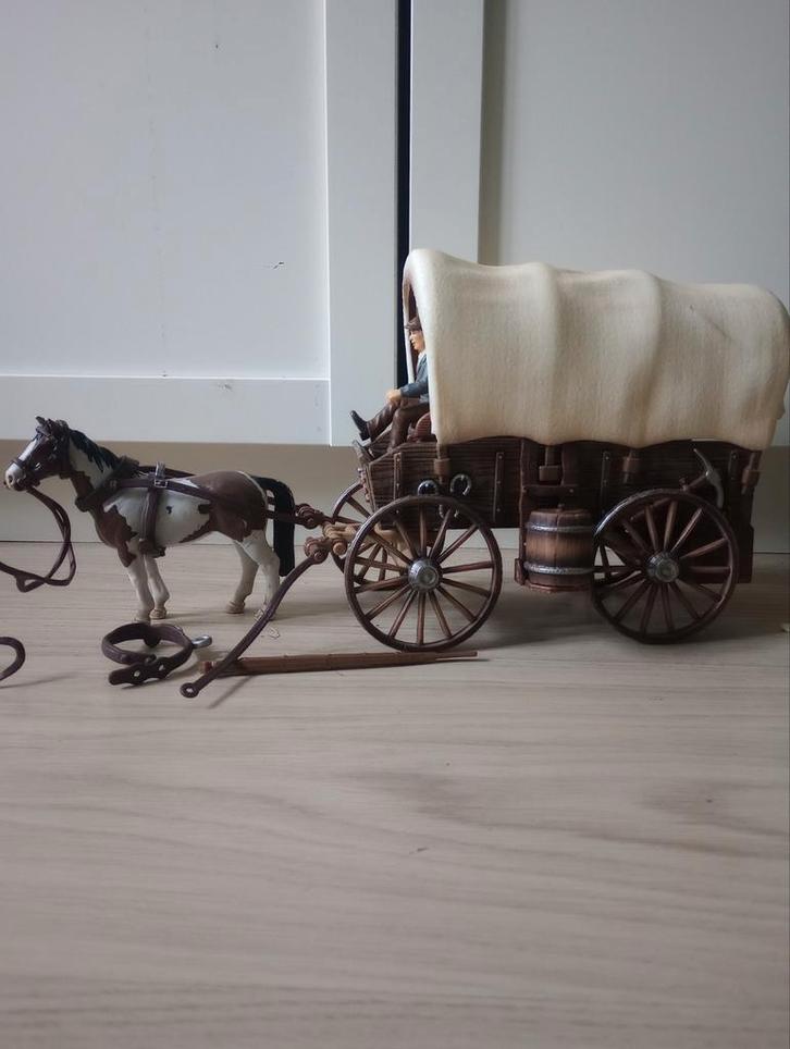 Schleich Huifkar set 42040, Verzamelen, Dierenverzamelingen, Gebruikt, Beeldje of Figuurtje, Paard, Ophalen of Verzenden
