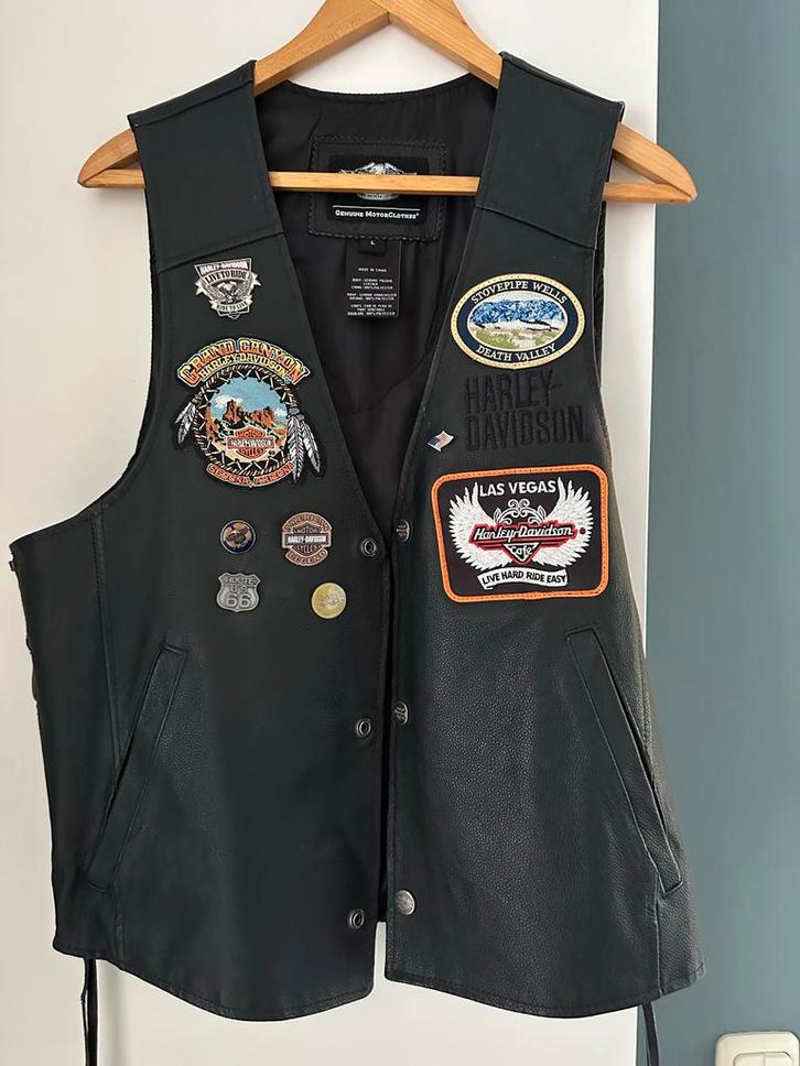 Harley Davidson Leren Vest Maat L met Badges, Motoren, Kleding | Motorkleding, Jas | leer, Heren, Tweedehands, Ophalen of Verzenden