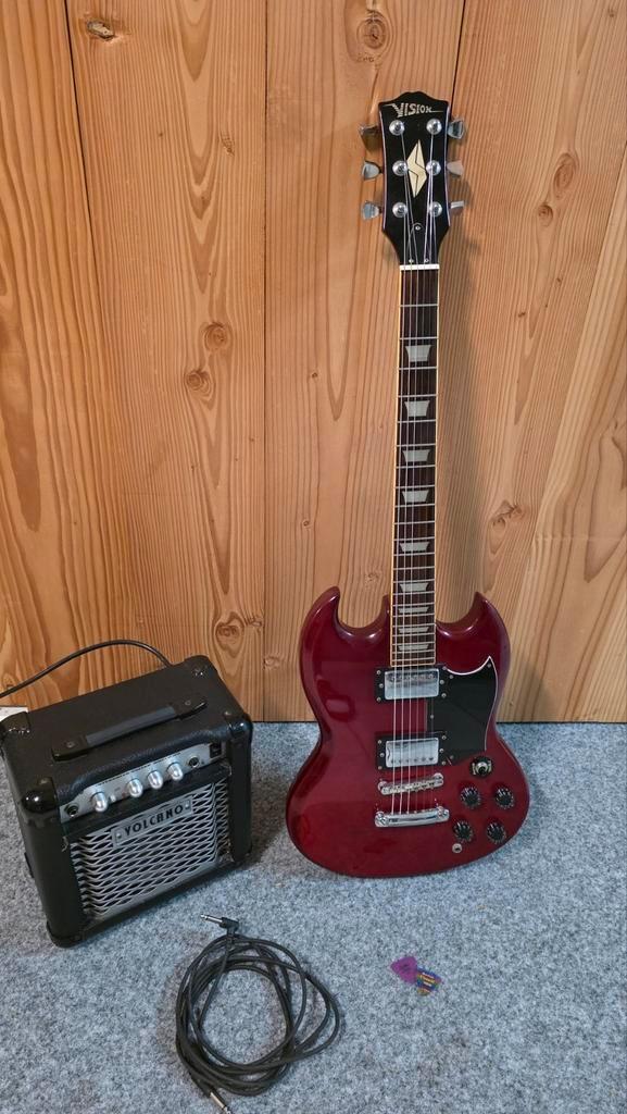Complete set elektrische SG gitaar met versterker, Muziek en Instrumenten, Snaarinstrumenten | Gitaren | Elektrisch, Zo goed als nieuw