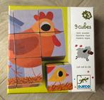 Djeco Houten Kubussen Puzzel - 9 Stuks - 3+, 2 tot 4 jaar, Gebruikt, 10 tot 50 stukjes, Ophalen of Verzenden