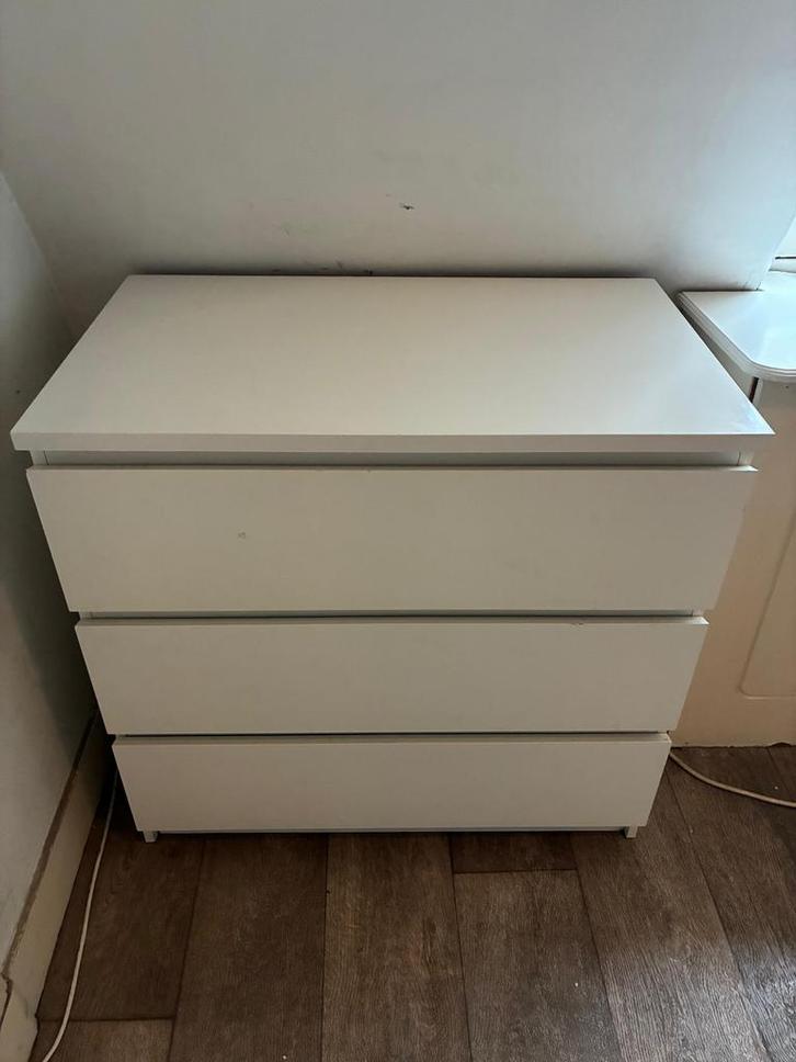 IKEA Malm witte ladekast met 3 lades, Huis en Inrichting, Kasten | Dressoirs, Gebruikt, 50 tot 100 cm, 25 tot 50 cm, Met lade(s)