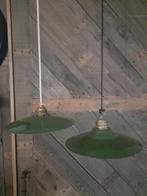 Franse Groen emaille hanglampen, Ophalen of Verzenden