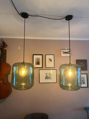 Groene Glazen Hanglampen Set
