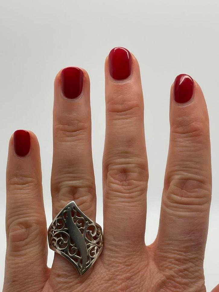 Z856 Prachtige zilveren opengewerkte ring maat 18,25, Sieraden, Tassen en Uiterlijk, Ringen, Dame, 18 tot 19, Zilver, Zilver, Ophalen of Verzenden