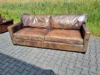 Stoere industriële bank bruin leer + BEZORGING, Huis en Inrichting, Banken | Bankstellen, Gebruikt, Chesterfield, Leer, Ophalen of Verzenden