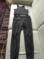 H&M Sportset: Top S, Broek M - Donkergrijs met Glitter, Ophalen of Verzenden, Zo goed als nieuw, Maat 36 (S), Grijs