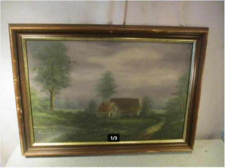 Prachtig Geschilderd Werk 'Kempische Boerderij' - P Arends, Antiek en Kunst, Kunst | Schilderijen | Klassiek, Ophalen of Verzenden