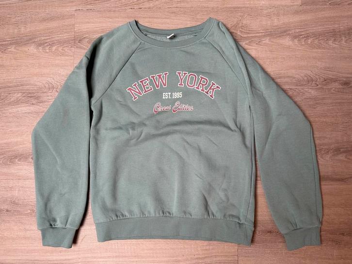 Licht groene sweater New york mt 158/164 (zgan), Kinderen en Baby's, Kinderkleding | Maat 158, Zo goed als nieuw, Meisje, Trui of Vest