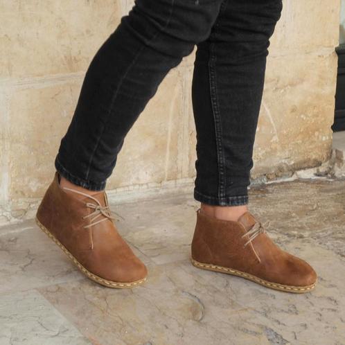 Barefoot enkellaarzen 100% leren, Kleding | Heren, Schoenen, Nieuw, Veterschoenen, Bruin, Ophalen of Verzenden