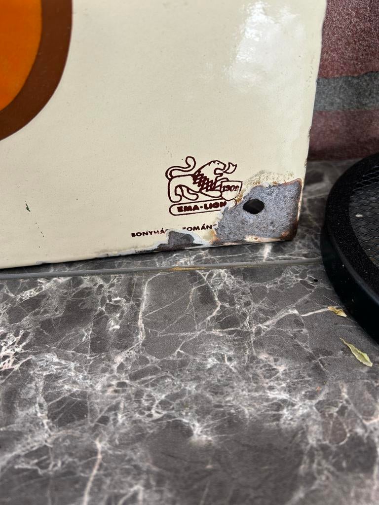 Vintage Emaille Bord "PANORÁMA BOROZÓ" - 100x50 cm, Antiek en Kunst, Ophalen of Verzenden