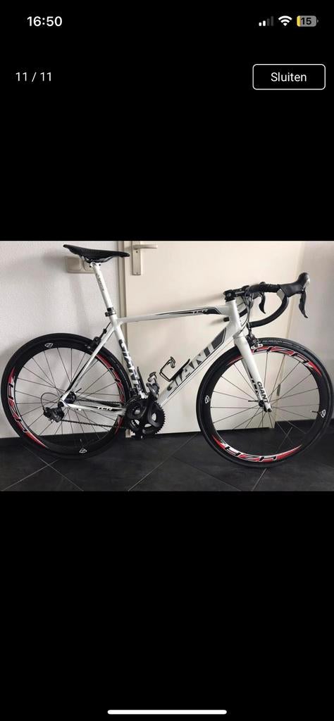 Giant TCR met full carbon hoge velg 4za cirrus pro 10 speed, Carbon, Zo goed als nieuw, Meer dan 20 versnellingen, 53 tot 57 cm