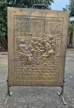 Antiek Koperen Haardscherm met Reliëf Scène, Antiek en Kunst, Ophalen, Koper