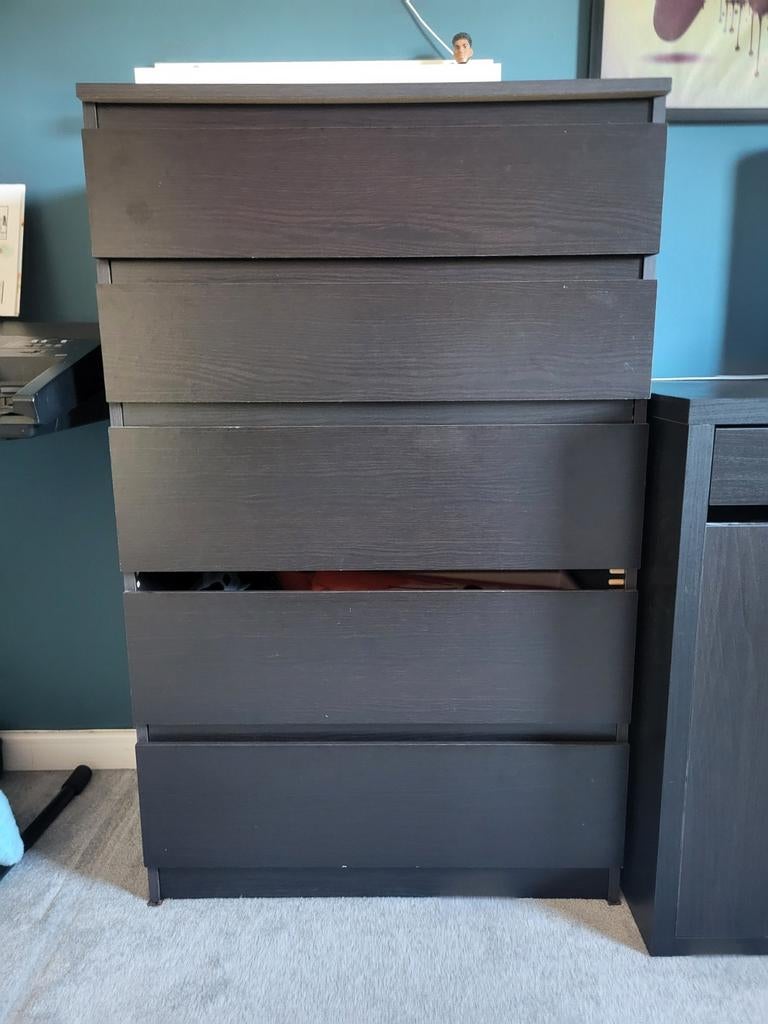 IKEA KULLEN Ladenkast - Donkerbruin/Zwart - 5 Laden, Huis en Inrichting, Ophalen, Gebruikt, 5 laden of meer, 100 tot 150 cm
