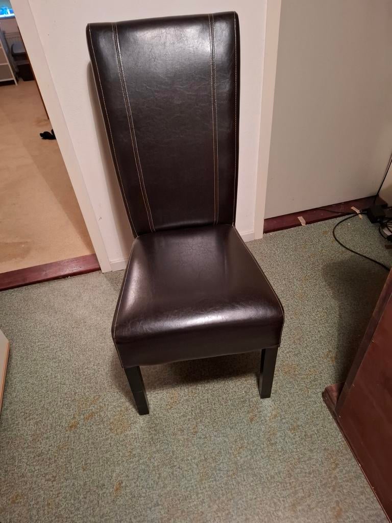6 Bruine Eetkamerstoelen - Comfortabel en Stijlvol, Huis en Inrichting, Gebruikt, Bruin, Leer, Ophalen of Verzenden