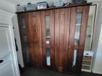 Mooie bruine hoge grote kledingkast 225Bx220Hx56D, Ophalen, Gebruikt, 200 cm of meer, 200 cm of meer