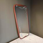 Vintage teak Spiegel, Zweeds brocante retro geslepen bloemen, Ophalen of Verzenden, Overige vormen, Minder dan 50 cm, Minder dan 100 cm