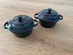 Set van 2 zwarte mini-pannetjes met deksel, Ophalen, Zo goed als nieuw, Gietijzer, Pot, Bus of Blik