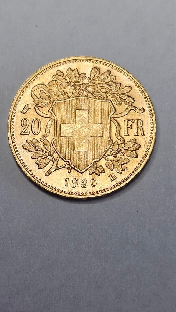 Gouden 20 francs 1930, Postzegels en Munten, Edelmetalen en Baren, Ophalen of Verzenden, Goud