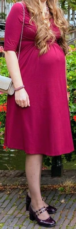 Mooie bordeauxrode zwangerschapsjurk, Kleding | Dames, Positiekleding, Zo goed als nieuw, Jurk, Maat 42/44 (L), Rood, Ophalen