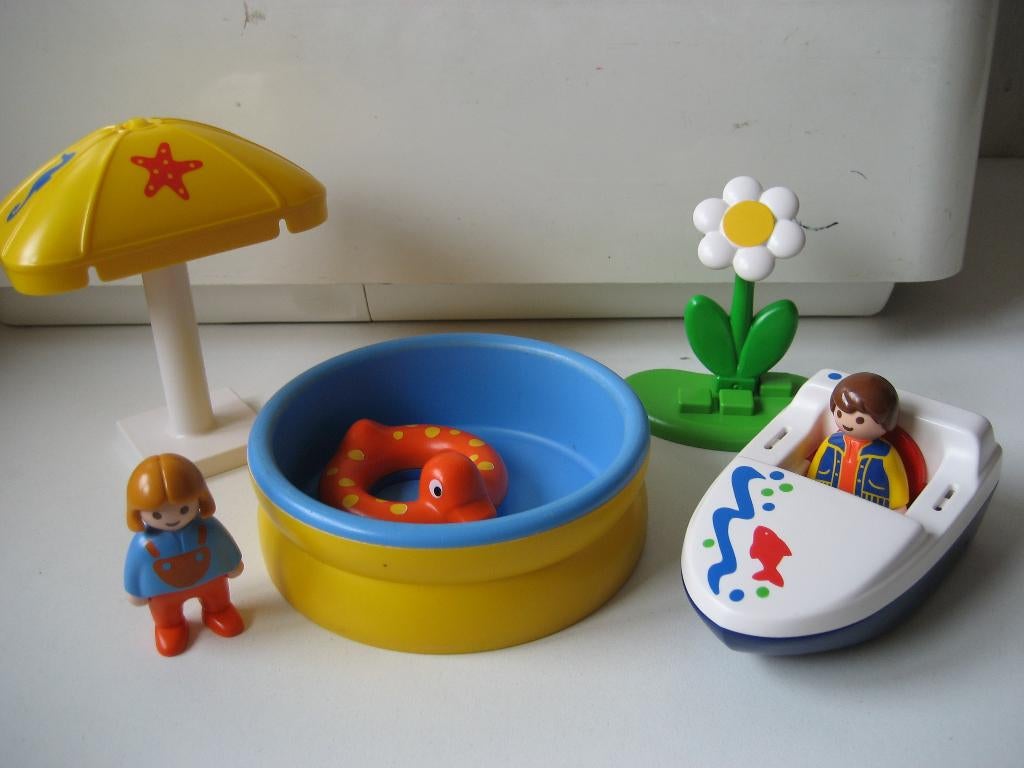 123 playmobil waterpret badje met boot en parasol, Ophalen of Verzenden, Zo goed als nieuw