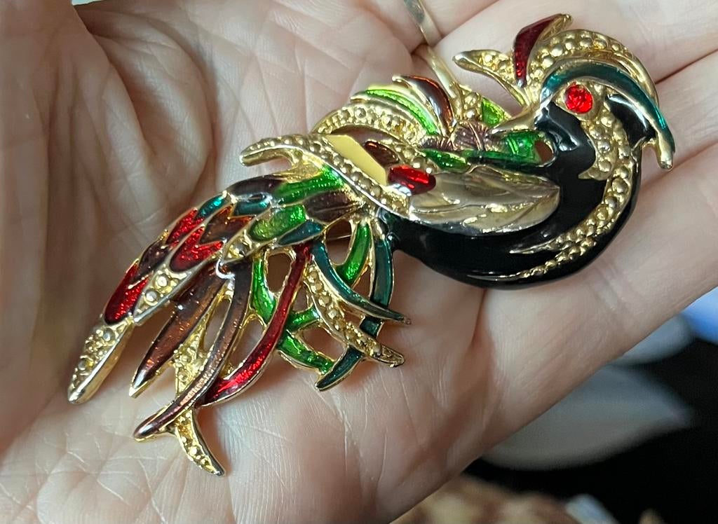 Prachtige Oude Broches met Steentjes - Fazant - 10 euro, Ophalen of Verzenden, Zo goed als nieuw