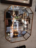 Messing en glazen vitrinekast., Antiek en Kunst, Ophalen of Verzenden