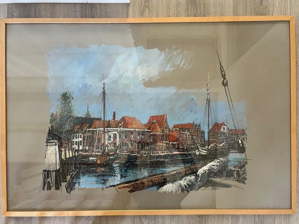 Origineel schilderij Paul Kerrebijn haven van Hoorn, Antiek en Kunst, Kunst | Schilderijen | Klassiek, Ophalen